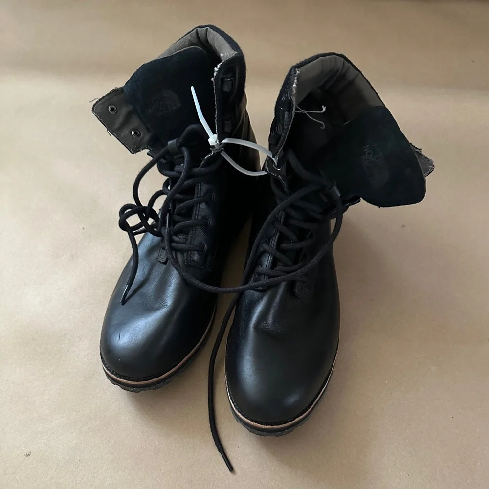 THE NORTH FACE 100 Gram Black Leather Boots Lace-Up SIZE 14 MEN’S Rugged Outdoor - Picture 10 of 14